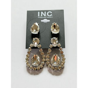 Silver & Clear Teardrop Earrings - INC International Concepts